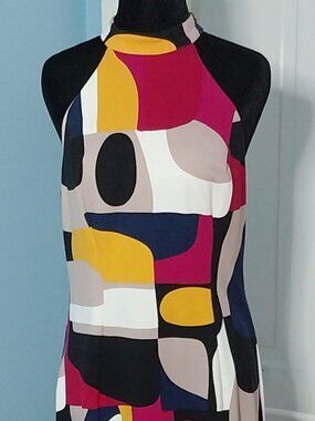 Trina Turk Halter Dress Abstract Print, Multicolor.